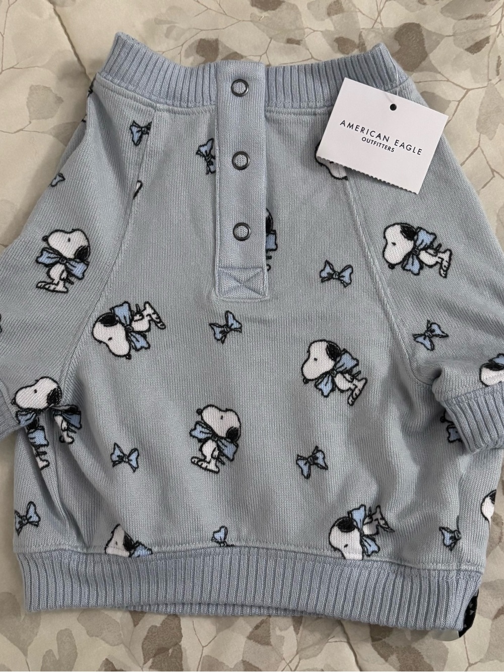 American Eagle Outfitters Light Blue Snoopy Print Cowl Sweater